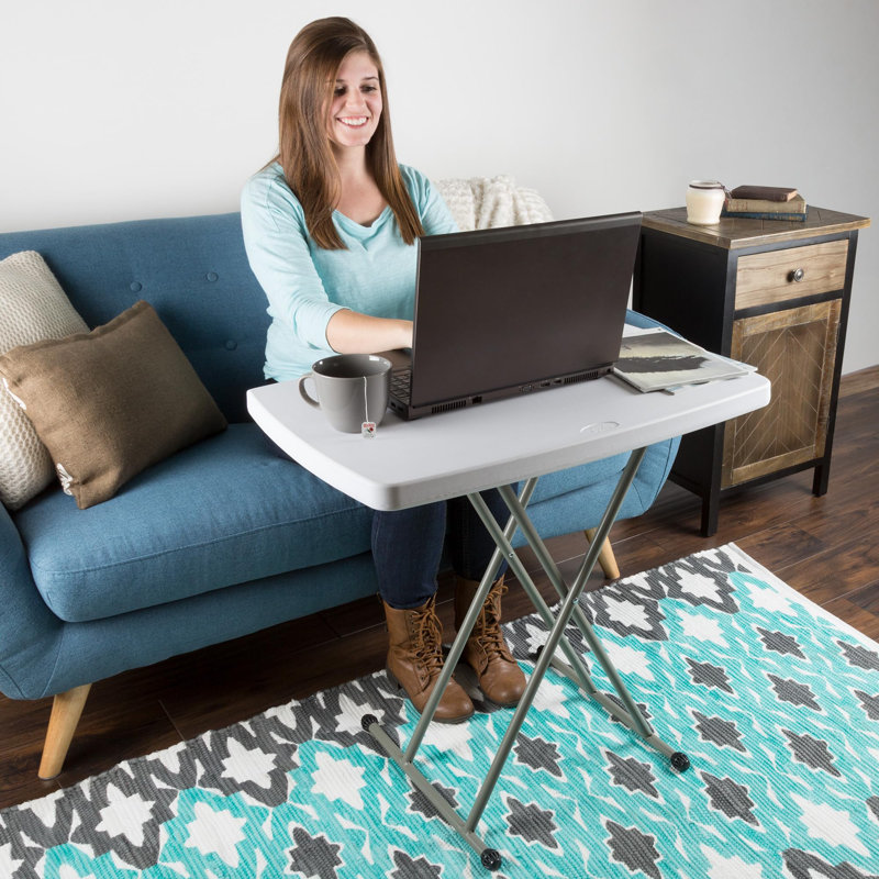 Folding Table - Lightweight Portable Folding Desk - Small Plastic Table for Camping, Playing Cards, and Crafting by Everyday Home (White)