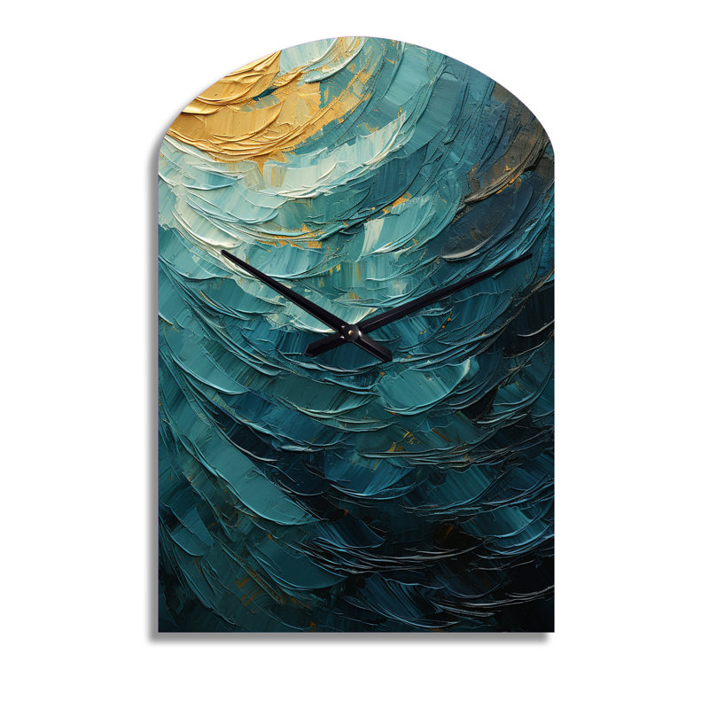 Horloge murale en métal bleu sarcelle, Grand