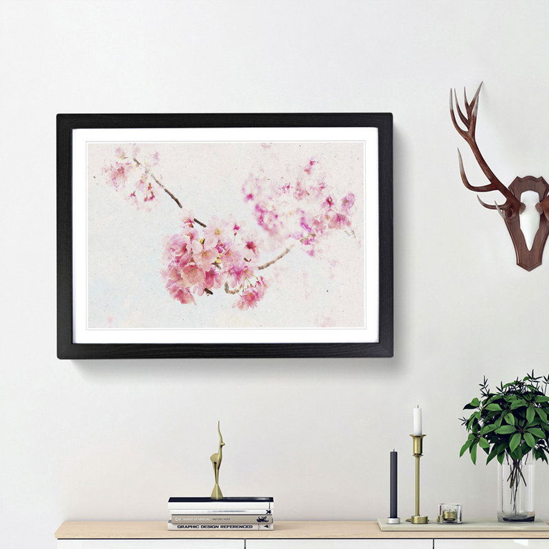 Pink Sakura Blossom Tree in Bloom - Picture Frame Graphic Art Print, 62cm H x 87cm W x 2cm D, Black Framed
