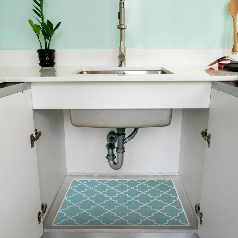 Werra Geometric Non-Skid Kitchen Mat, Teal