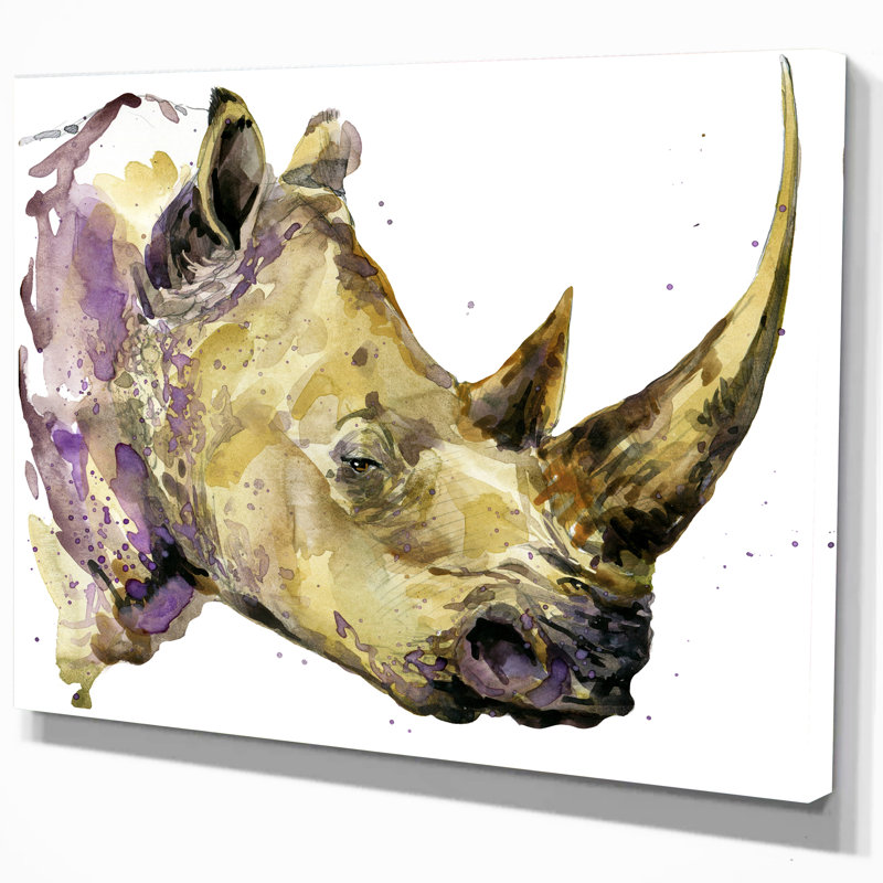 Rhinoceros-reproduction d’art, H 20 po x l 20 po x P 1 po, Toile tendue