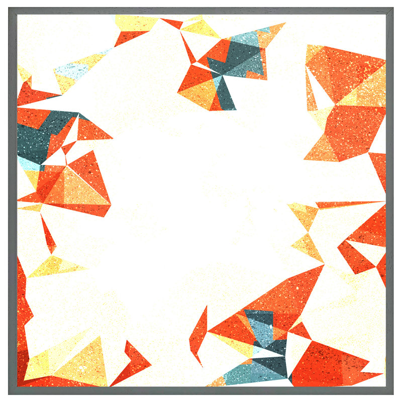 Ashuna Autumn Geometric 1 Piece Single Picture Frame Wall Art, 31cm H x 31cm W x 4cm D, Grey Framed