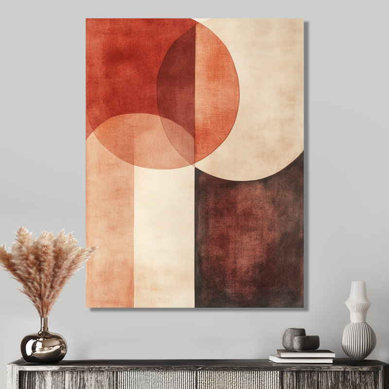 «Terracotta Balance - Décoration murale moderne abstraite transitionnelle en métal», L 30 po x H 40 po