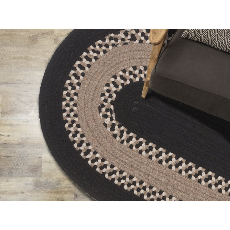 Tapis réversible en mélange de laine Schœnock - Noir, Ovale 12 pi x 15 pi