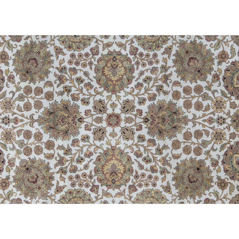 Tapis ivoire et noir noué à la main de haute qualité