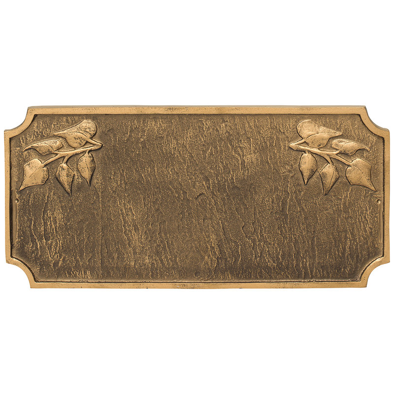 Camden Ivy 2-Line Wall Address Plaque, Aged Bronze/Gold