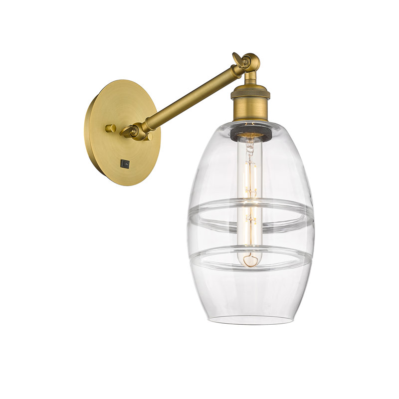 Dundrod Steel Armed Sconce, Clear, Brushed Brass