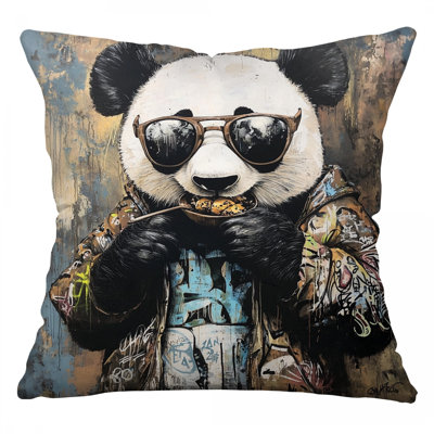 Cafe Panda Throw Pillow, Animal Cotton Twill Pillows