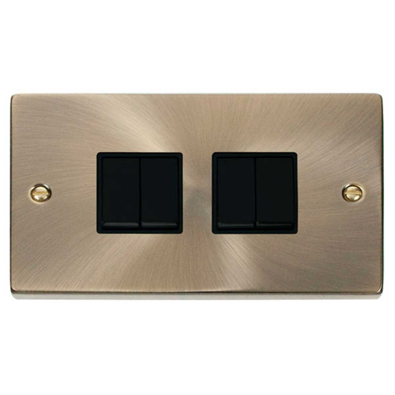 Antique Brass 10A 4 Gang 2 Way Light Switch 