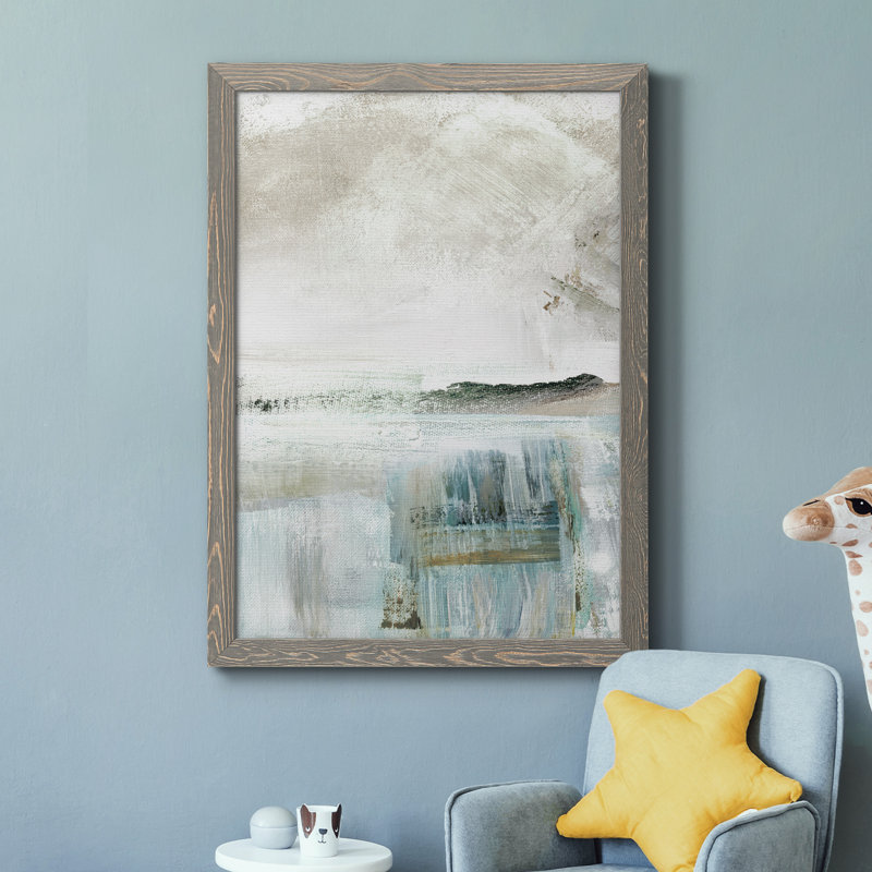 Summer Teal II - peinture sur toile encadrée, Gris, H 37,5 po x l 27,5 po x P 1 po