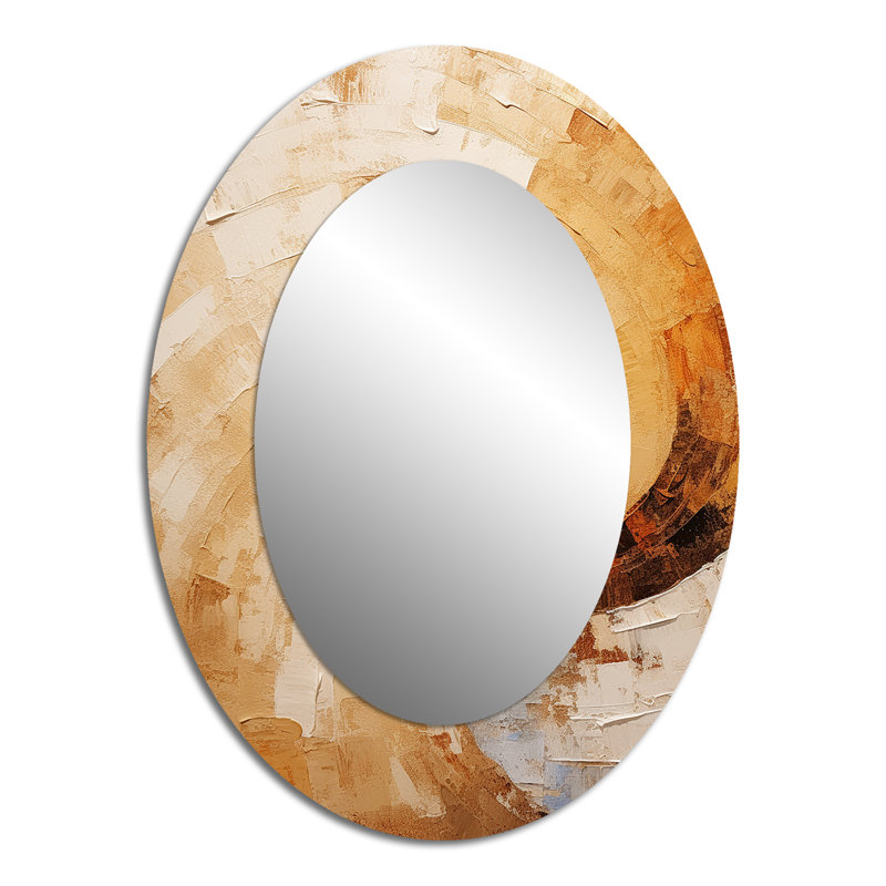Beige Spiral Poteries - Miroir mural ovale beige, 40 po x 30 po
