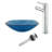 Glass Square Vessel Bathroom Sink with Faucet