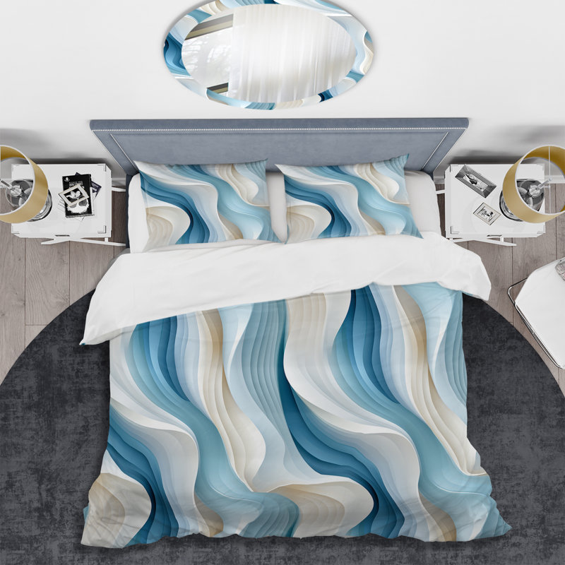 Ensemble de housse de couette abstraite Gentle Lines I - Microfibre de polyester