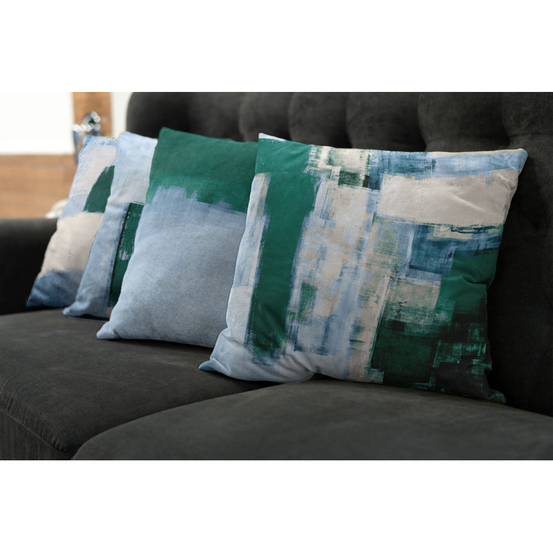Reversible Pillow Cover, 24" H x 24" W, Hunter Green / Baby Blue