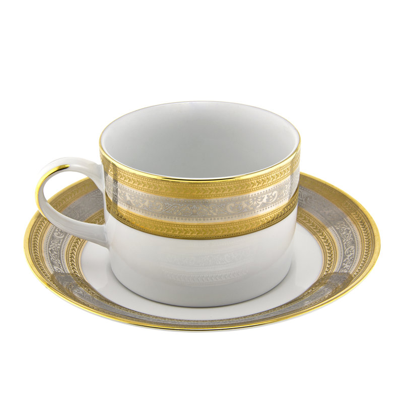 Elegance White Porcelain Teacup & Saucer Set of 6