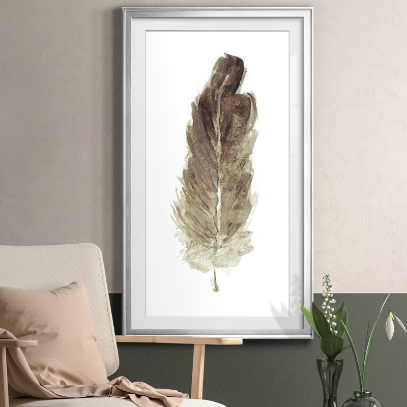 Soft Feather I - cadre photo, impression sur papier, Feuille argentée, H 10,5 po x l 18,5 po x P 1,5 po