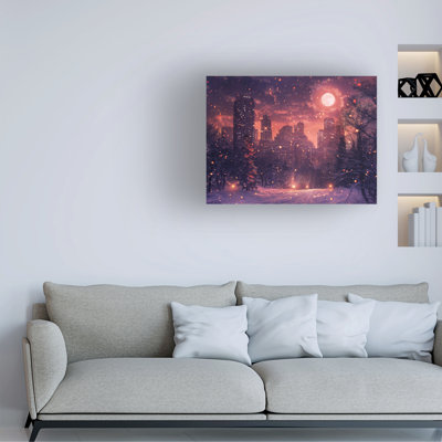 Art mural sur toile tendue - Imagine It Images «Christmas City at Midnight», art mural pour salon, chambre à coucher ou bureau - 14 x 19