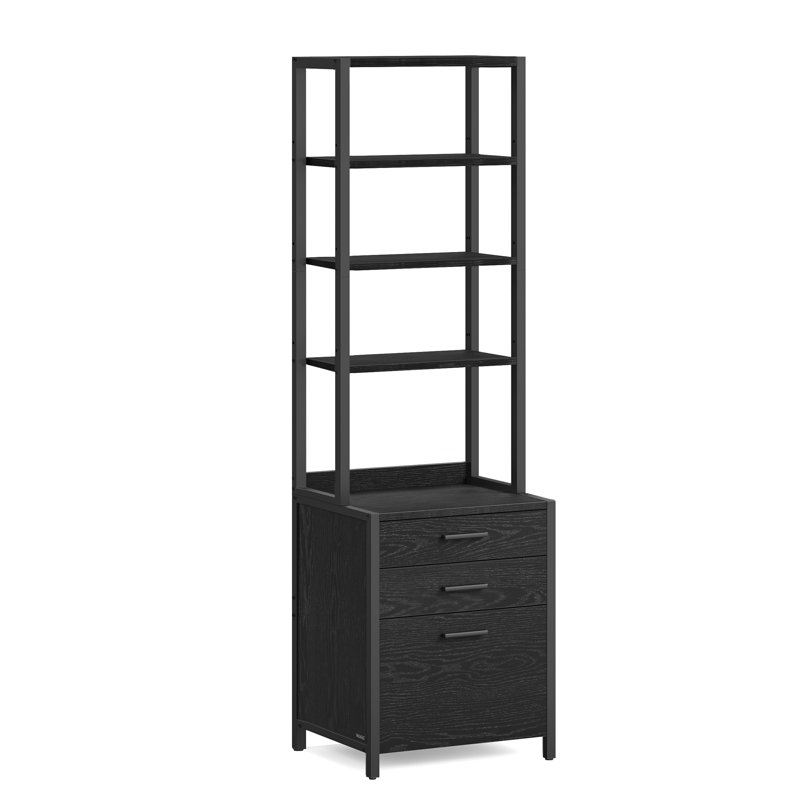 3-Drawer Filing Cabinet, File Cabinet For Home Office, With Height-Adjustable Open Shelves, For A4, Letter-Size Hanging File Folders, Steel Frame