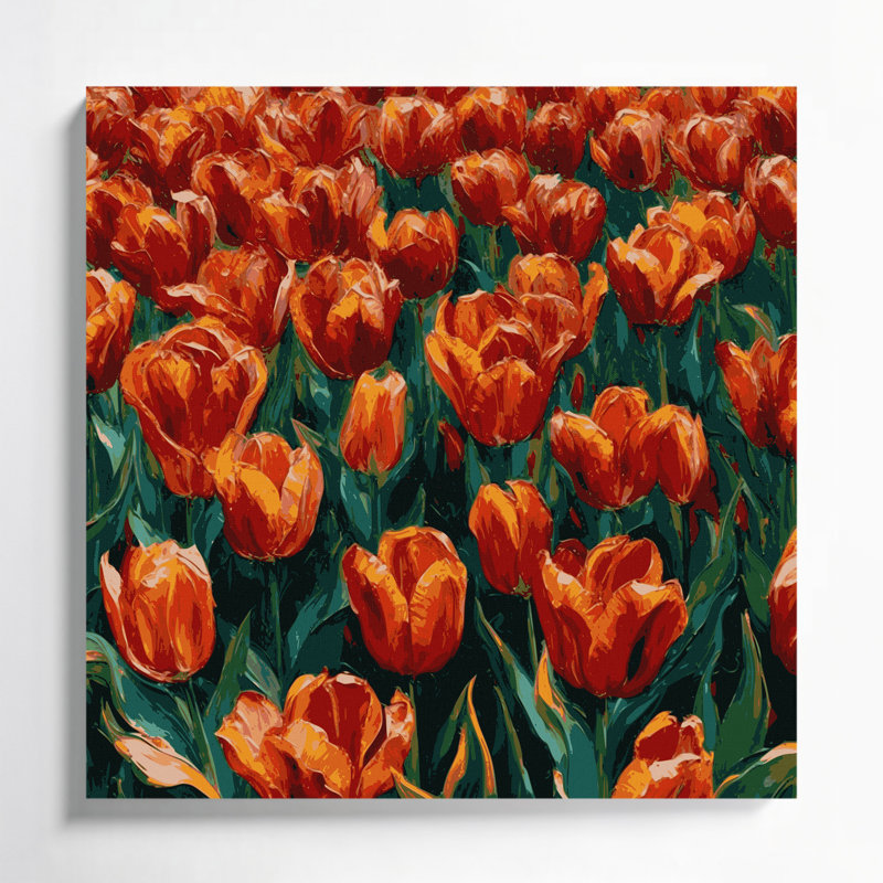 «Botanical Tulips», art mural sur toile verte, H 12 po x l 12 po