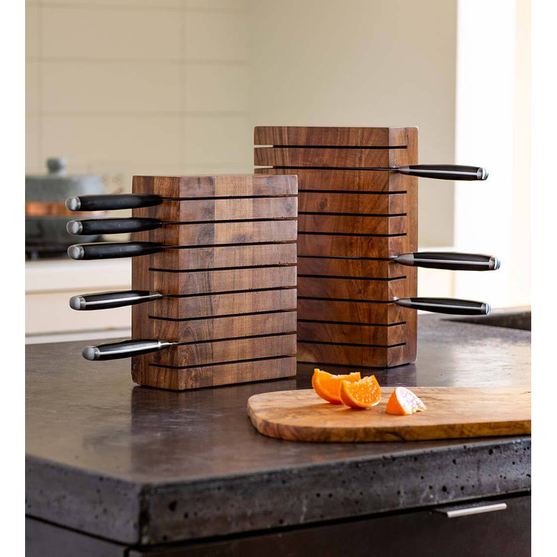 Acacia Wood Horizontal 8-Knife Block