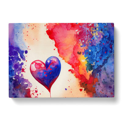 Watercolour Love Heart Abstract - Wrapped Canvas
