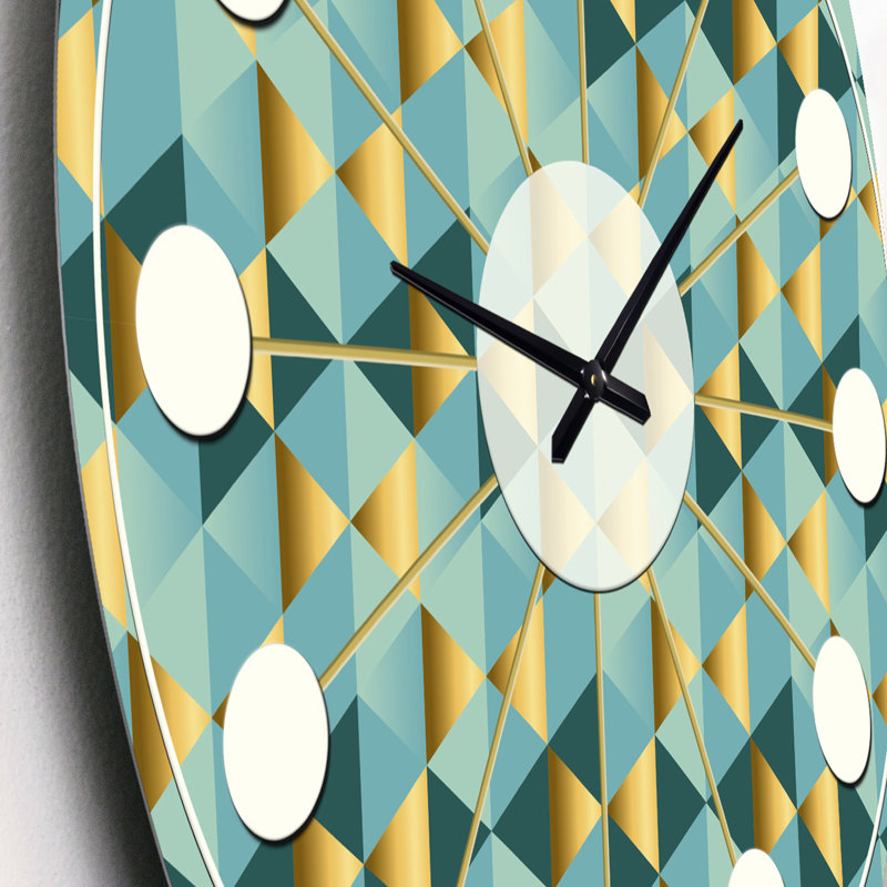 Or et bleu Dynamics V - horloge murale moderne Mid-Century, Petit