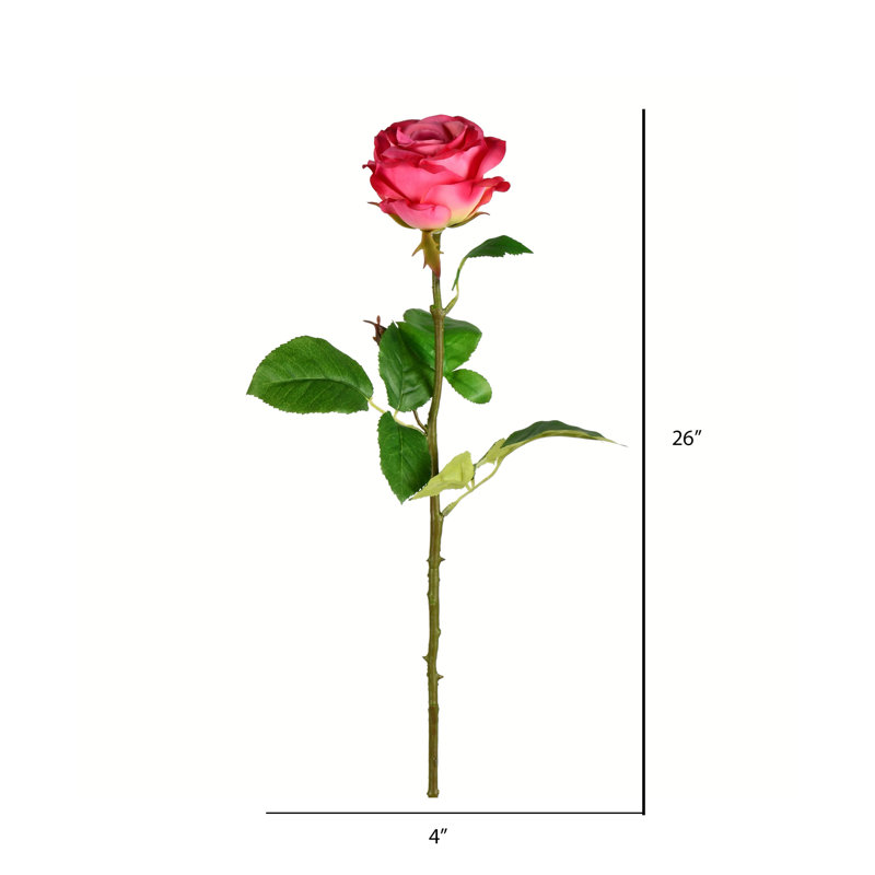 Tige de rose artificielle 26 po, Rose profond