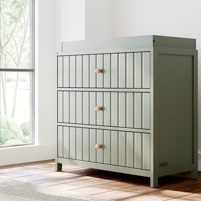 Commode 3 tiroirs avec plateau à langer Graco Teddi, Olive