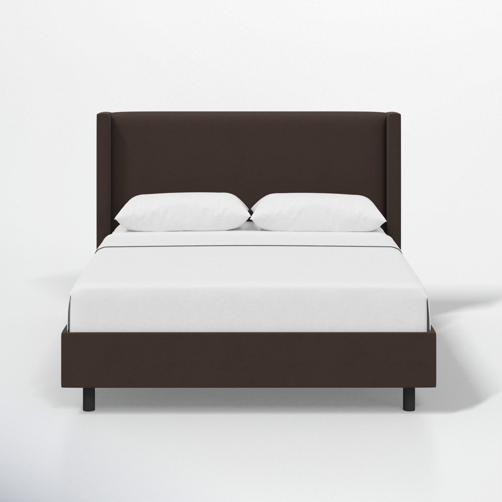 Hanson Upholstered Wingback Platform Bed, California King, Classic Chocolate Velvet