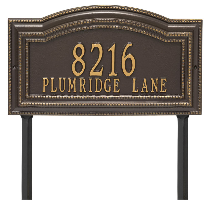 Signature Series 2-Line Lawn Address Sign, Bronze, Gold, Yes
