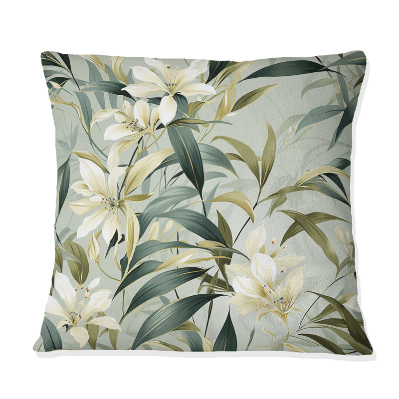 Bamboo Whispers - motif tropical II - coussin décoratif imprimé tropical, H 16 po x l 16 po