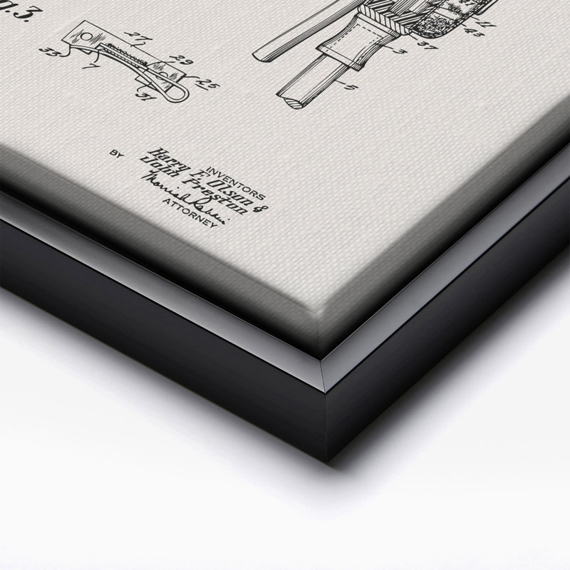 Microphone Blueprint No2, Black Framed, Canvas, 12"H x 16"W