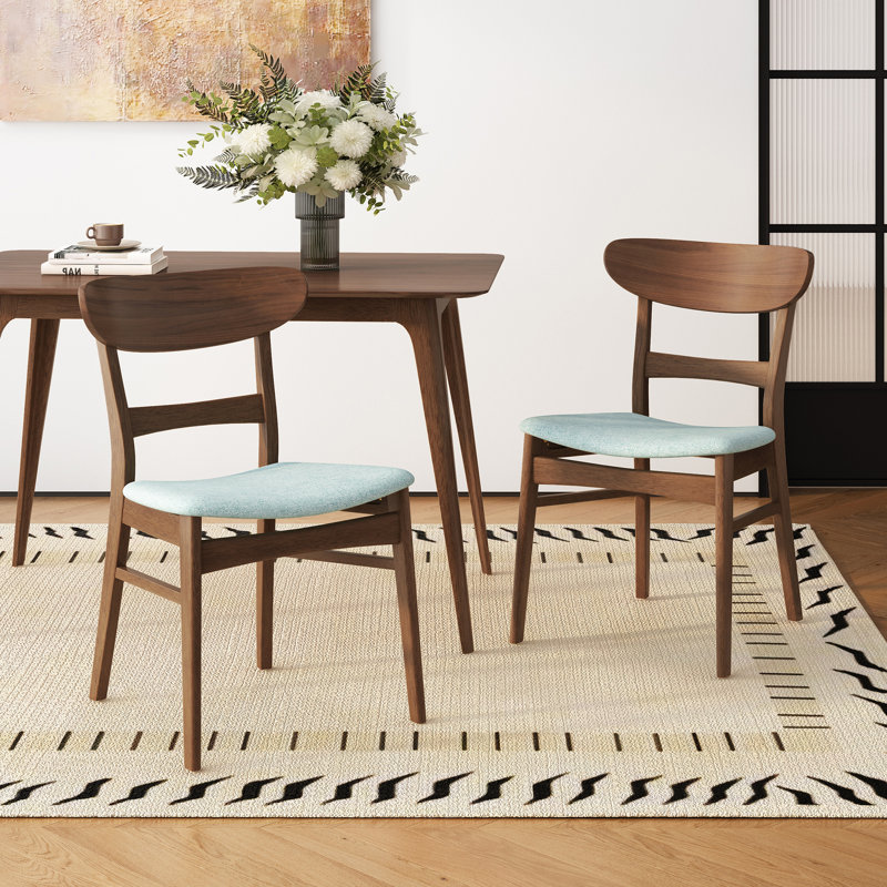 Mid-Century, 5 salles à manger, bois d'hévéa, sièges rembourrés, surface en faux bois, assemblage facile, capacité de poids moderne Mid-Century, fabrication en bois d'hévéa, chaises, table, design,