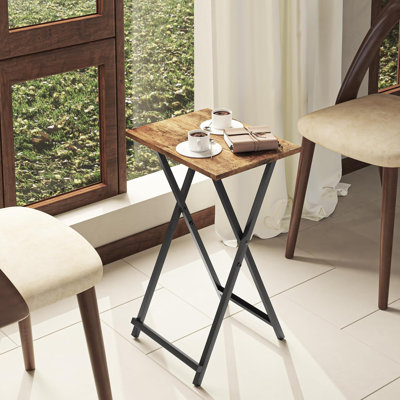 Foldable TV Tray Table Set Of 2 - Sturdy Portable Side Table For Bed, Couch, Or Dining - Lightweight Space-Saving Design