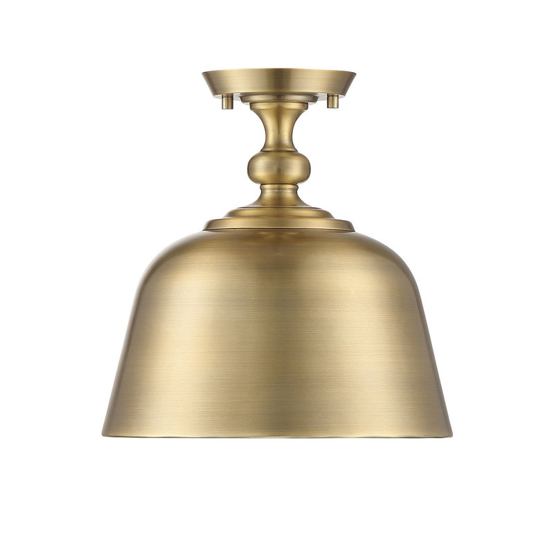 Warm Brass 12" Metal Semi-Flush Mount Ceiling Light