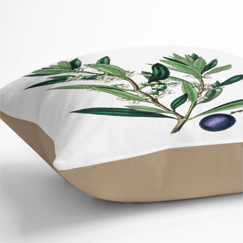 Floral Square Throw Cushion, Stone, 40cm H x 40cm W x 15cm D