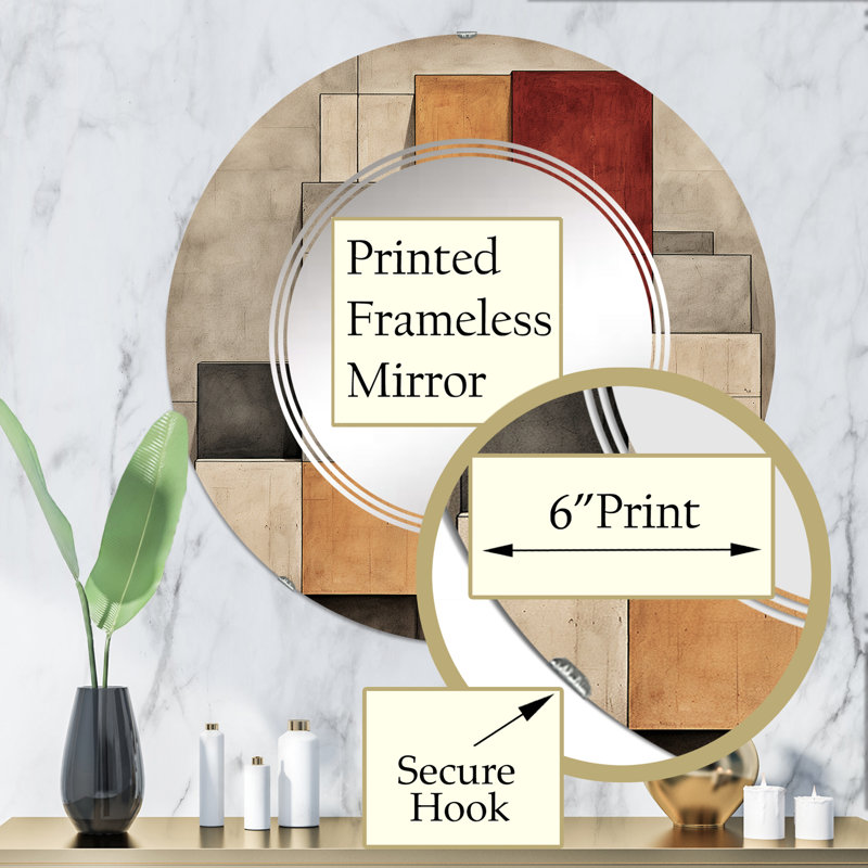 Apsford - Miroir mural moderne rond, 32 po x 32 po
