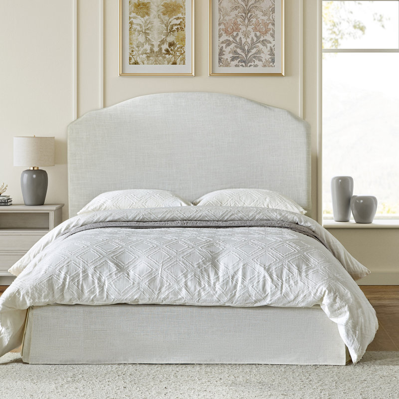  Finnin 64.8“W Modern Upholstered Platform Bed With Washable Slipcover, Queen, Ivory