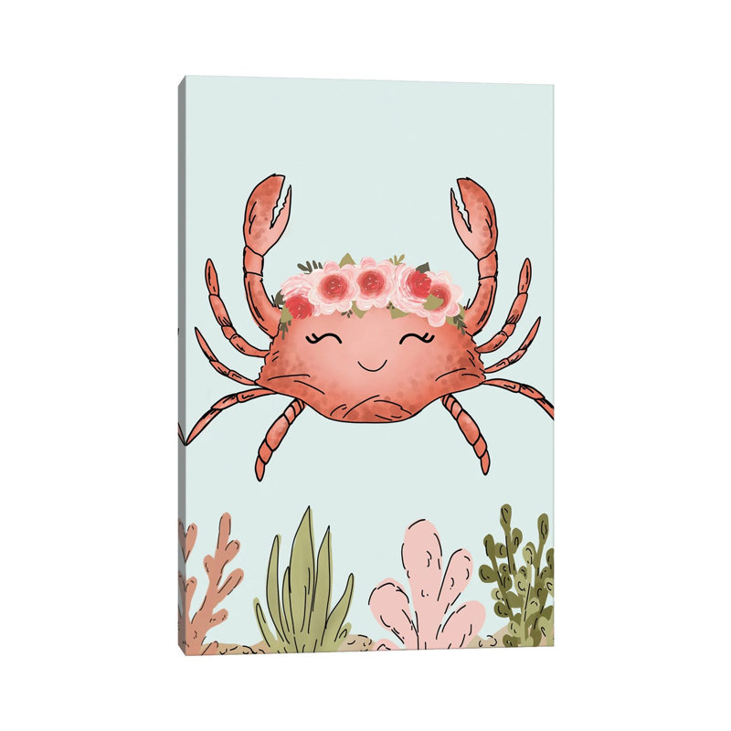Floral Crown Crab by Katie Bryant - Wrapped Canvas Gallery-Wrapped Canvas Giclée, 20.32 cm H x 30.48 cm W
