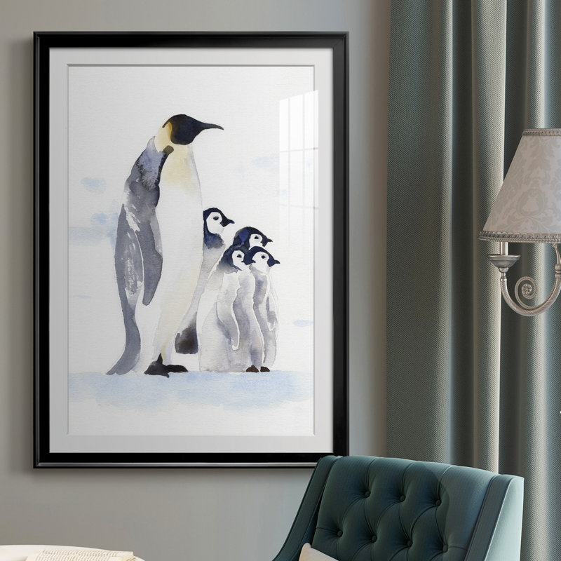 Emperor Penguins I - reproduction de cadre photo, H 30,5 po x l 22,5 po x P 1 po, Cadre noir