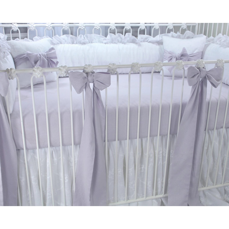 White Eyelet Pillow/insert with Lavender Linen Bow