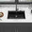 Quartz Kitchen Sink - 33X22" Black Granite Composite Drop In Kitchen Sink