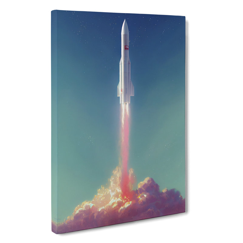 Spaceship Rocket In Flight No.4 - Wrapped Canvas, 50cm H x 35cm W x 3cm D