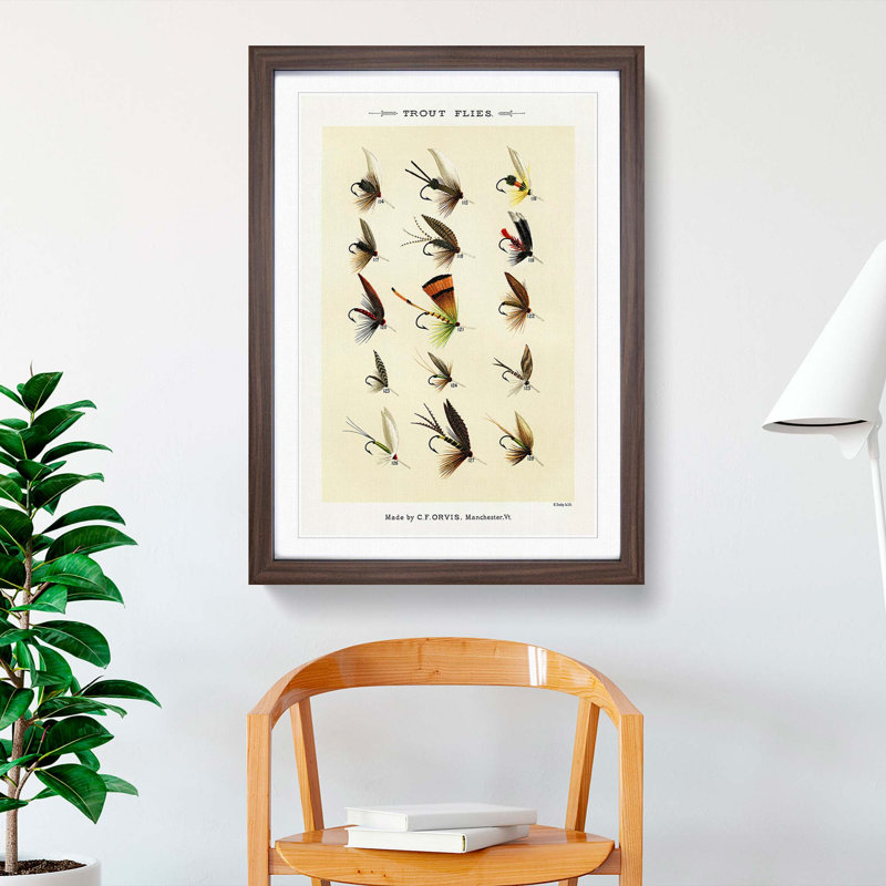 Trout Fishing Flies Version 6 by Mary Orvis Marbury - Picture Frame Painting Print, Walnut, 91cm H x 60cm W x 2cm D