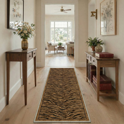 Tapis intérieur brun / noir lavable à la machine Tigris