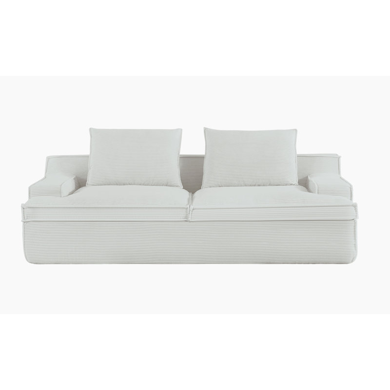 Canapé spacieux à 4 places - Mousse pleine, tissu velours côtelé doux, conception ergonomique, large, sans assemblage, 90 pouces, pour siège personnel, ergonomique, velours côtelé, assemblage requis