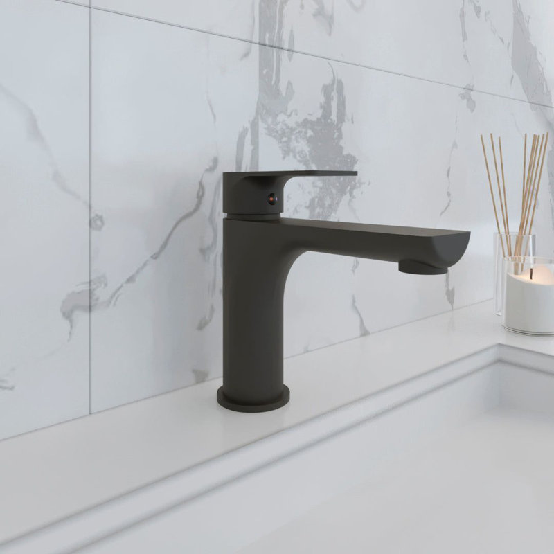 DAX Single Handle Brass Bathroom Faucet, Black