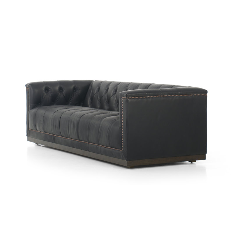 Maxx Sofa, Heirloom Black  Top Grain Leather, 86"