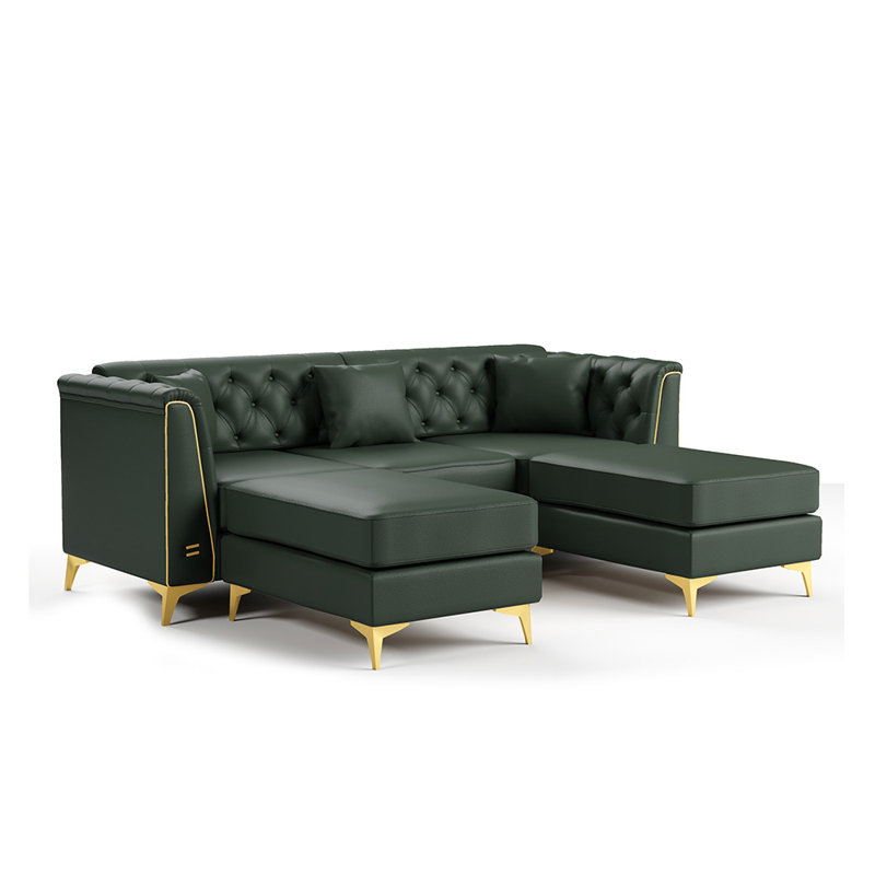 Canapé Chesterfield 81,5 "W, Similicuir vert