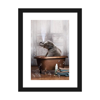 Éléphant dans la baignoire - impression d'art graphique